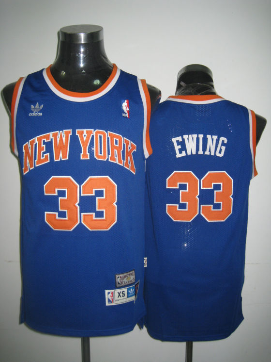  NBA Mitchell Ness New York Knicks 33 Patrick Ewing Swingman Throwback Blue Jersey